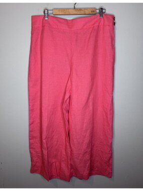 Talbots 14 New Pink Wide Leg Linen Pants Barbie Preppy Women’s